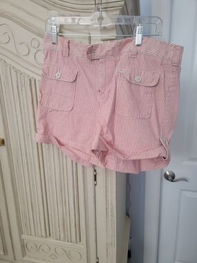 Women’s Pink and White Striped Casual Shorts